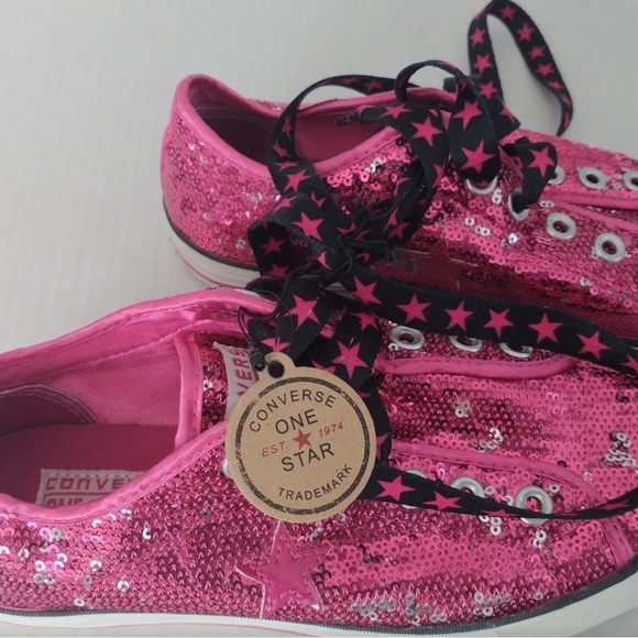 Converse One Star Pink Sequins Sneakers - Picture 2 of 11